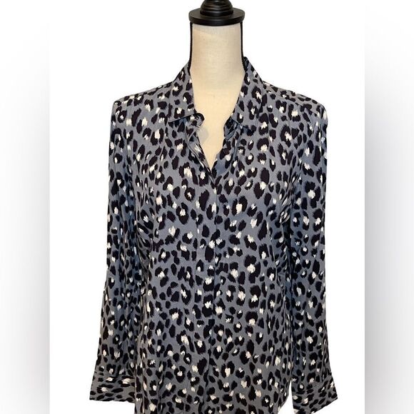 Alexander Jordan Long Sleeve Leopard Print Blouse. Size:Med Color:Animal Print - Picture 1 of 10